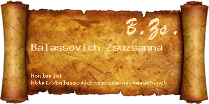 Balassovich Zsuzsanna névjegykártya